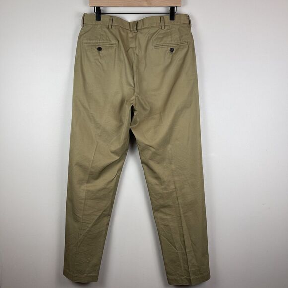 Brooks Brothers Mens Chino Pants 34x32 Tan Cotton Pleated Workwear Office Career - Picture 4 of 8